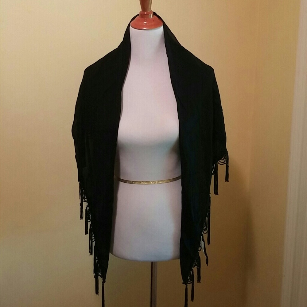 Sheer Black Beaded Wrap